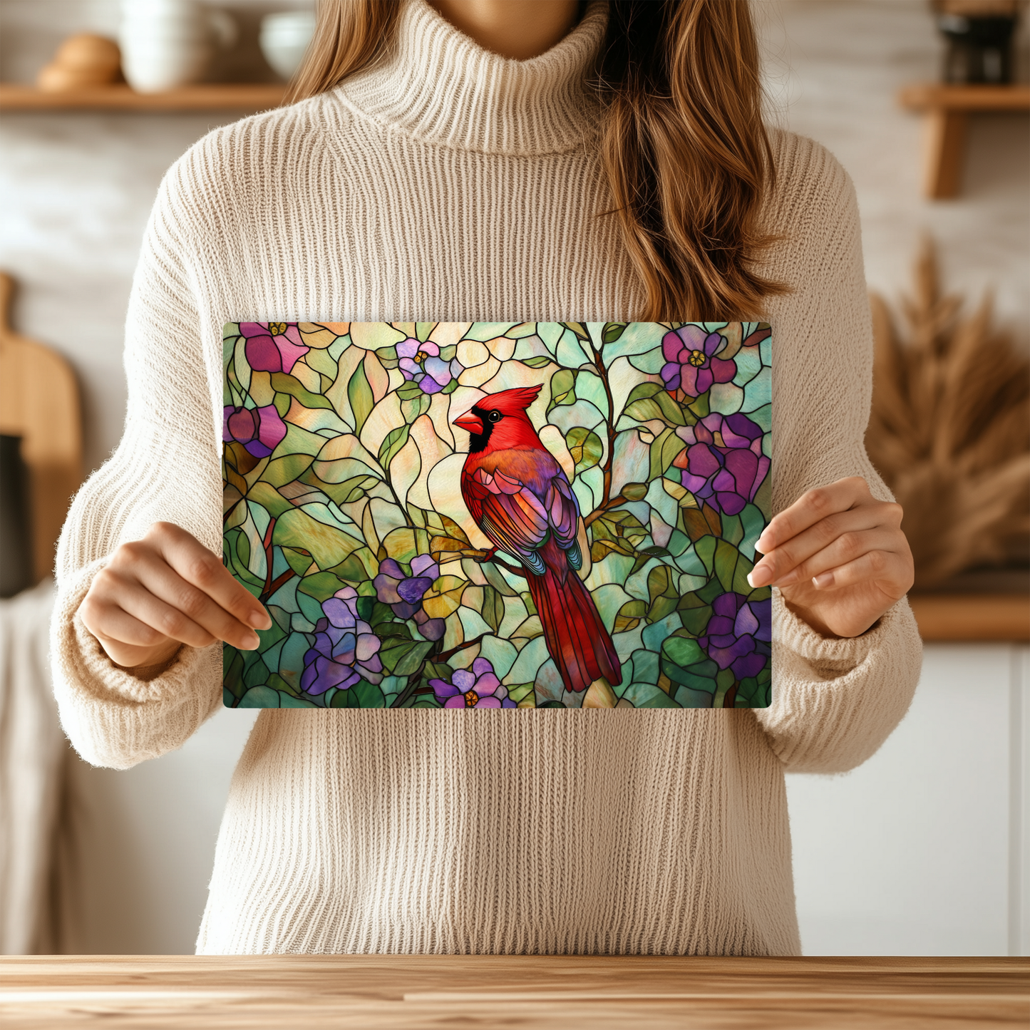 Fernville Creations - Tempered Glass Cutting Board: Cardinal Serving Tray