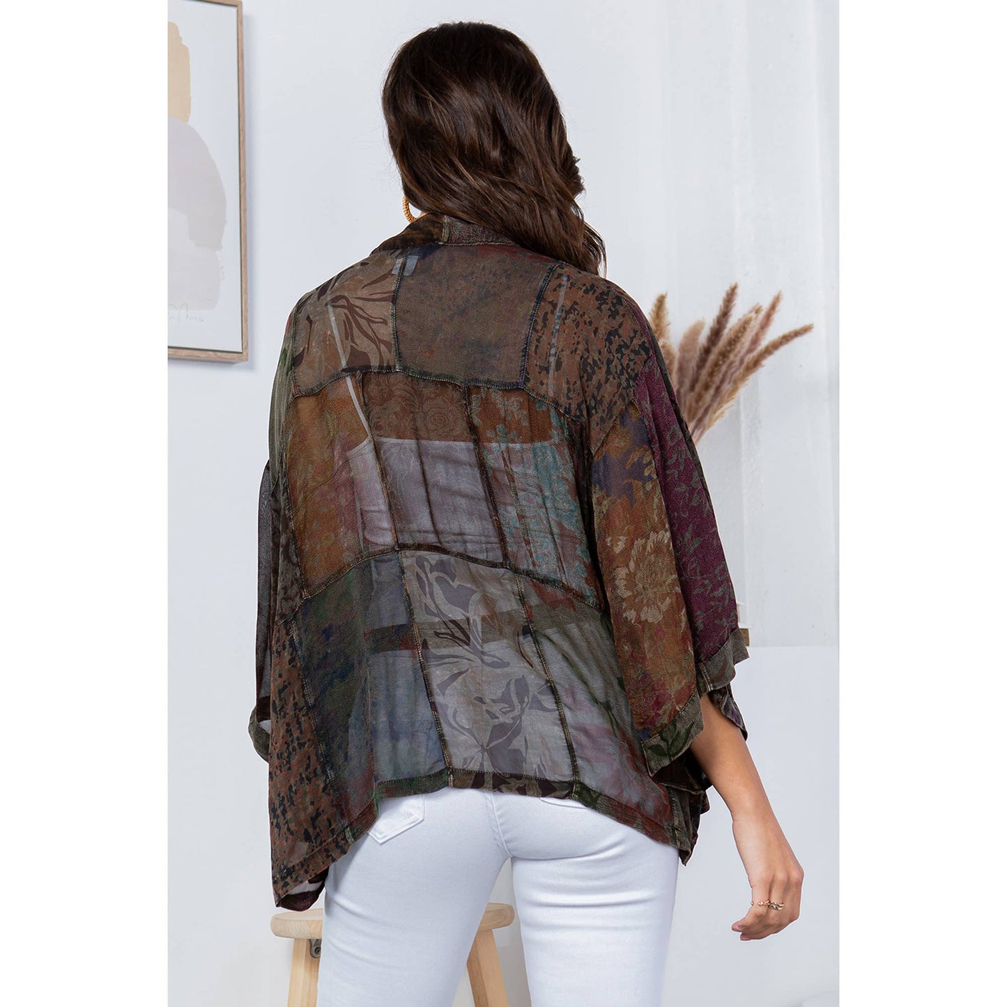 Young Threads - Kimono Top In Overdyed Mix N Match Patches - in 7 Color ways