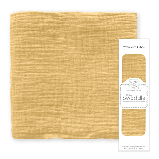SwaddleDesigns - Gold Muslin Swaddle Blanket, Premium Cotton