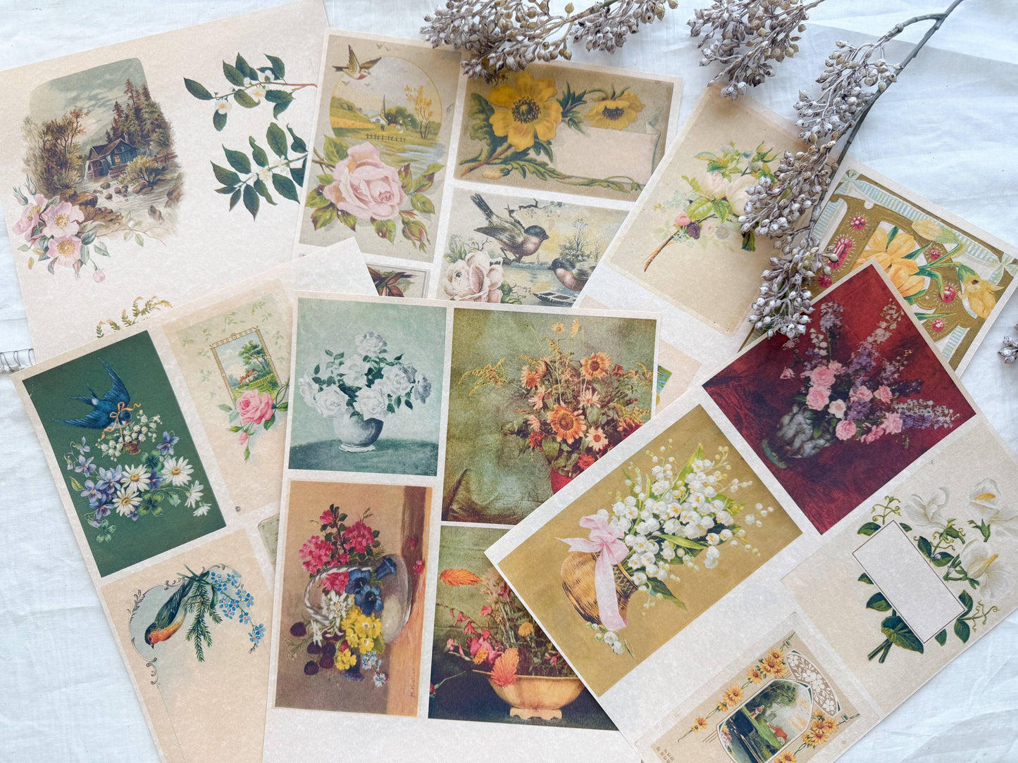 A House of Books - Junk Journal Page Pack- Floral