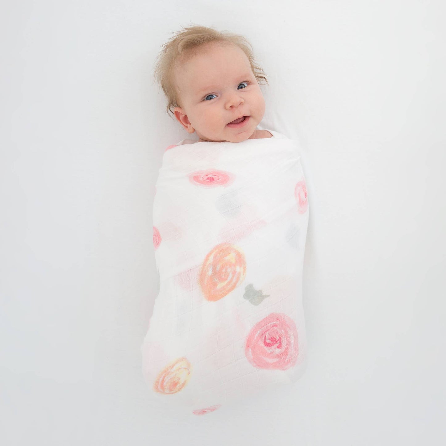 SwaddleDesigns - Watercolor Roses Muslin Swaddle Blanket, Premium Cotton