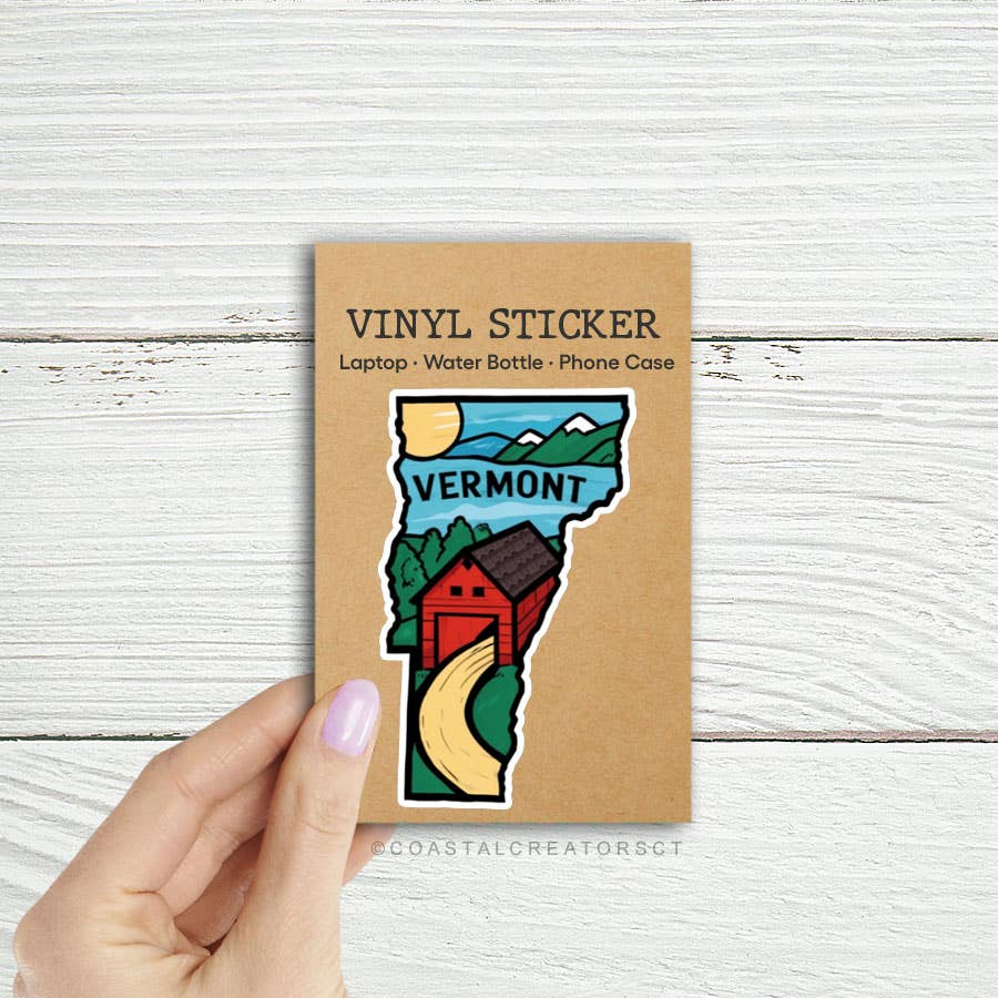 Coastal Creators of Connecticut - Vermont Covered Bridge Laptop, Kindle Water Bottle Sticker
