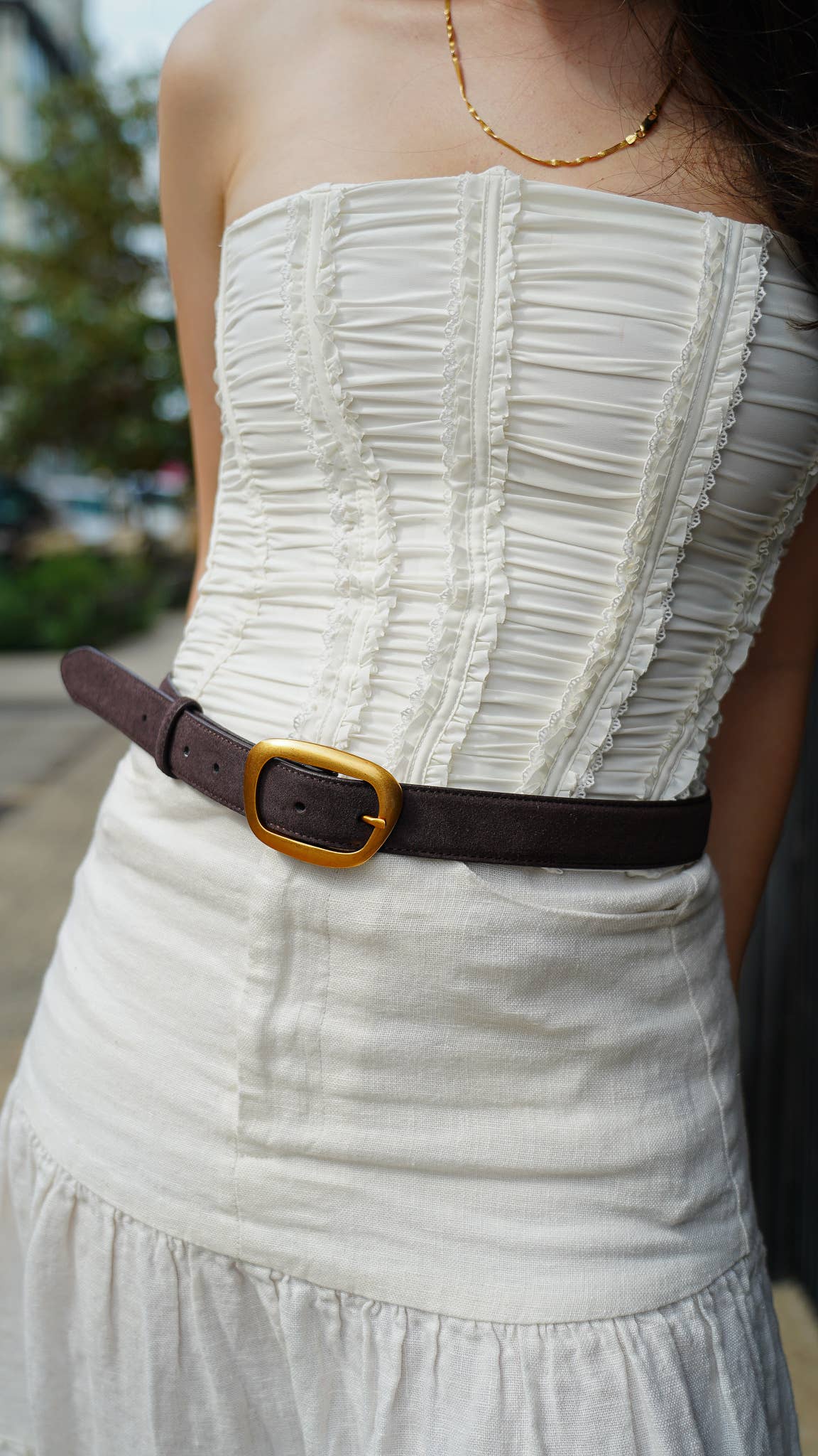 Most Wanted USA - Suede Belt with Organic Shape Buckle | Everyday accessory