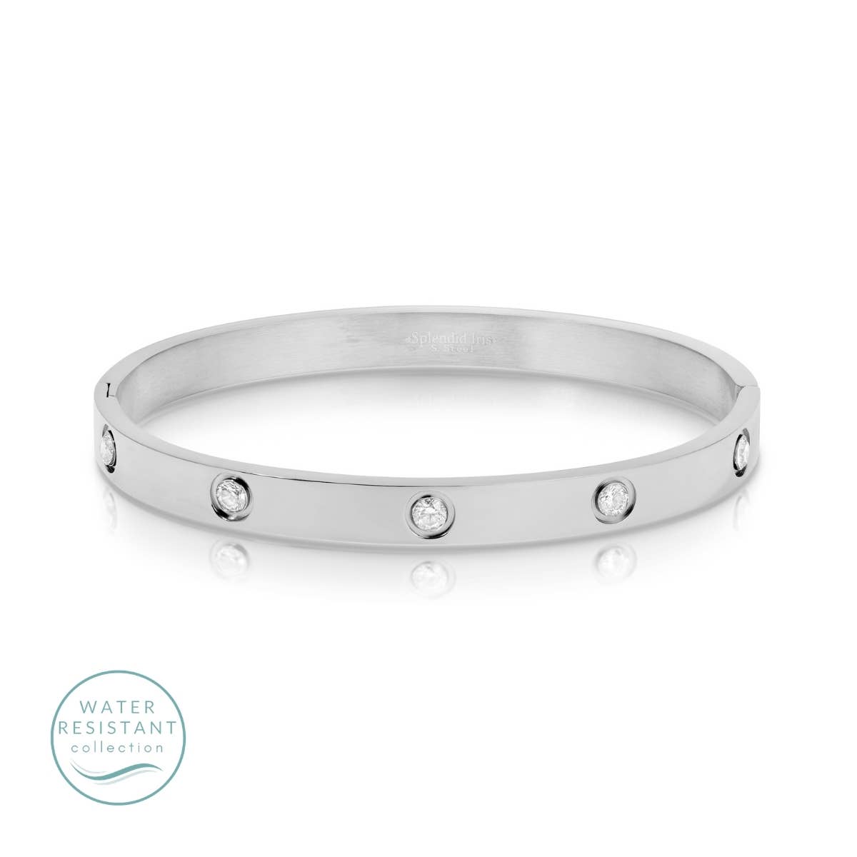 Splendid Iris - Cubic Zirconia Hinged Bracelet, Water-Resistant