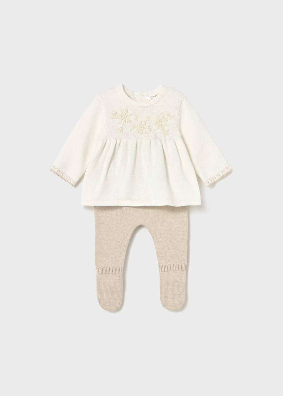 Flower Tan Sweater Set