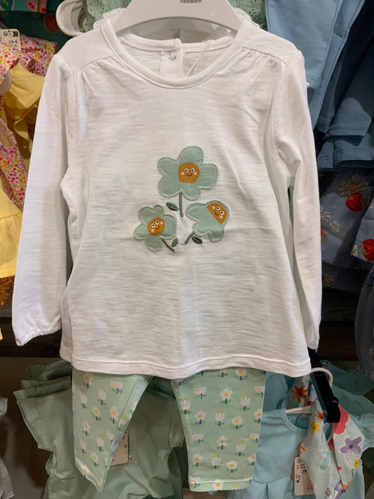 Green Flower Legging Set