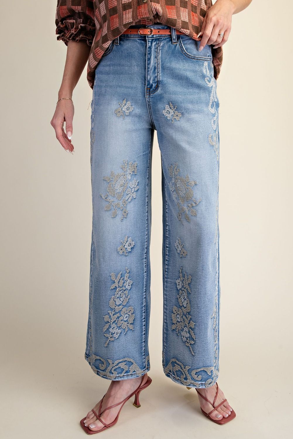 Border Embroidery Jeans