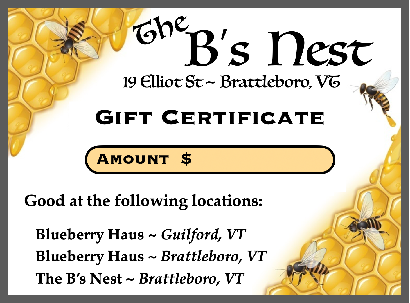 The B's Nest Gift Card