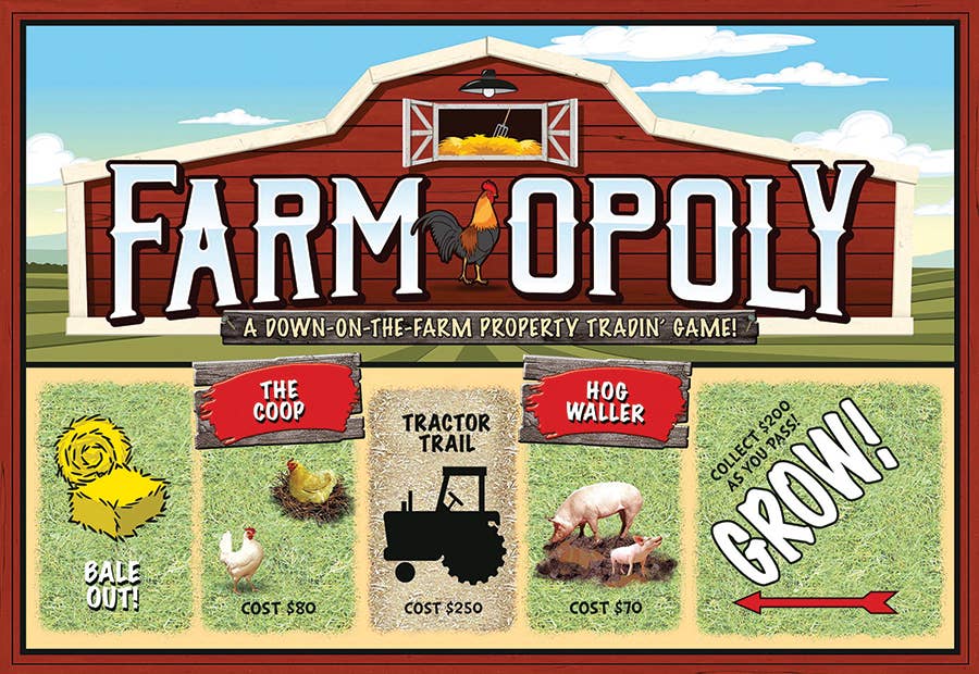 Outset Games and Cobble Hill Puzzles - Farm Opoly (new design) Board Game, by Late for the Sky