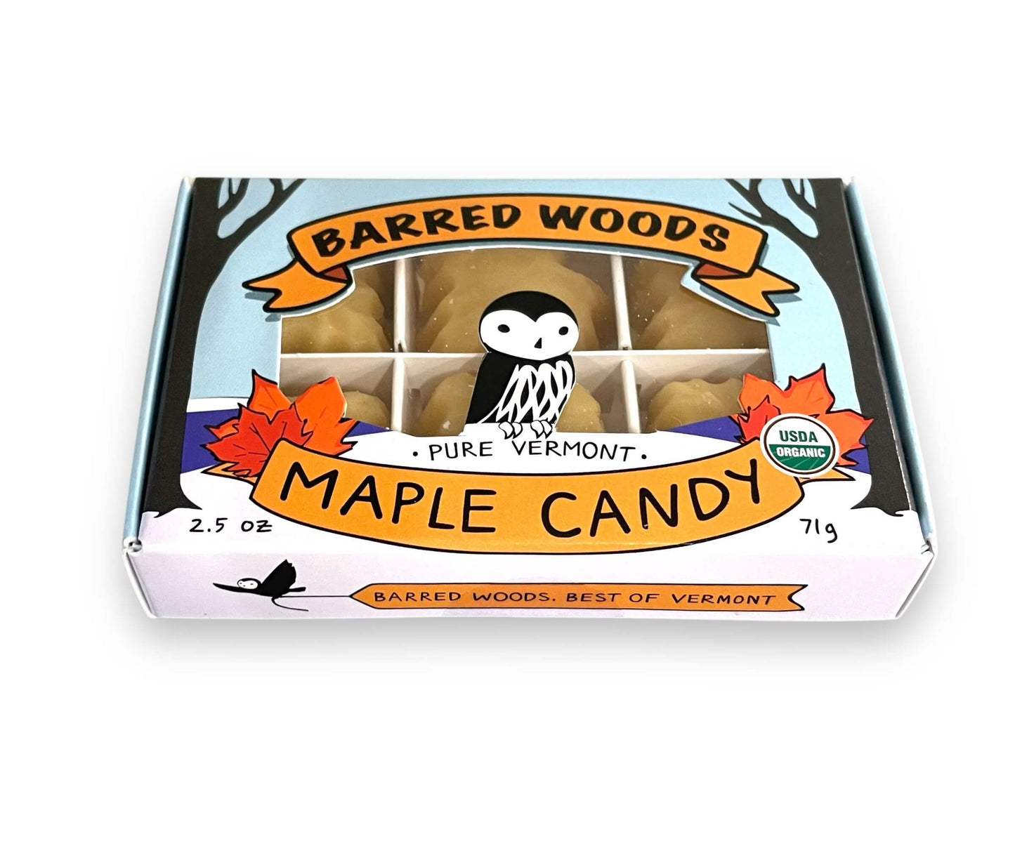 Barred Woods Maple - Pure Organic Vermont Maple Candy - 6 Piece Custom Gift Box