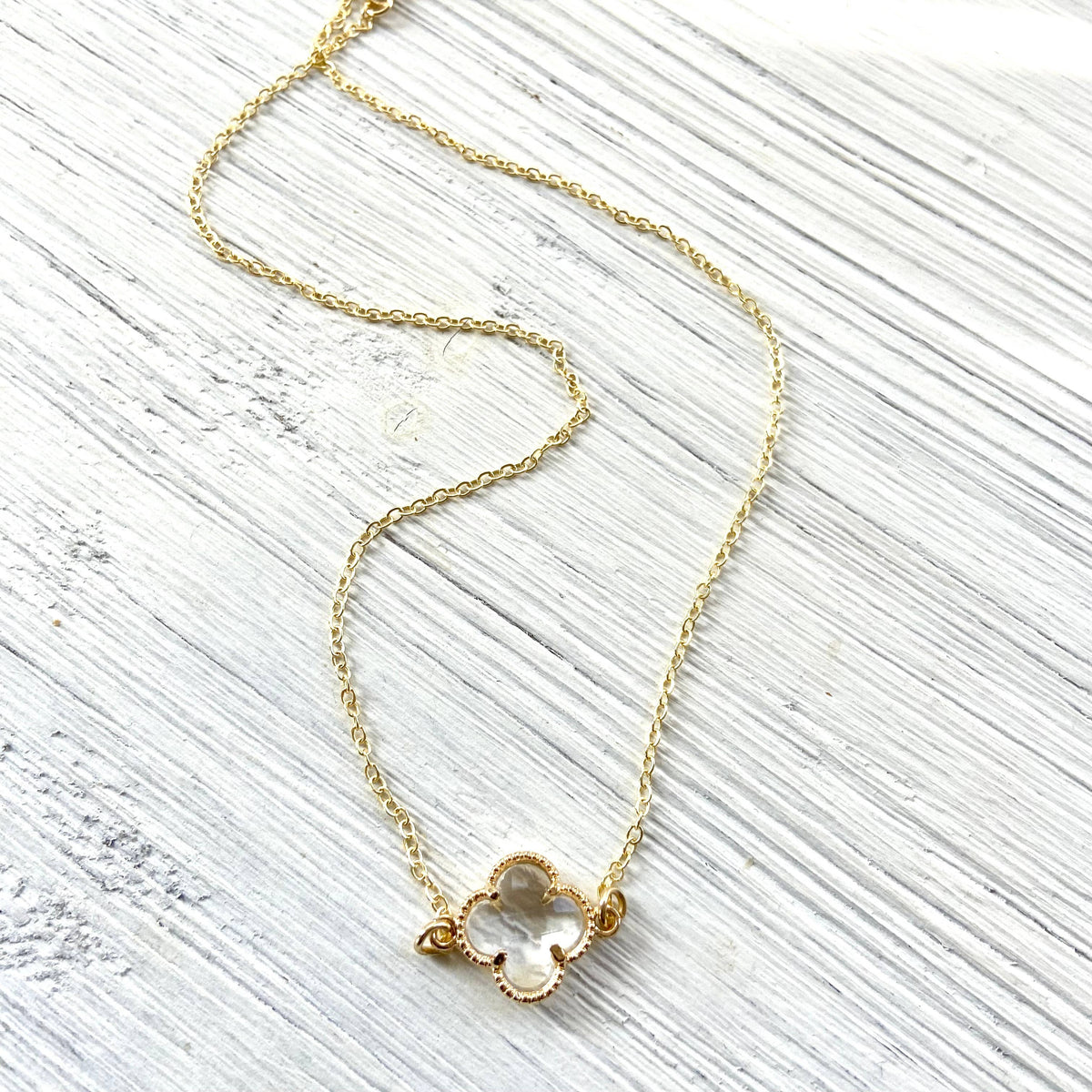 VB&CO Designs Handmade Jewelry - Clover quatrefoil crystal necklace