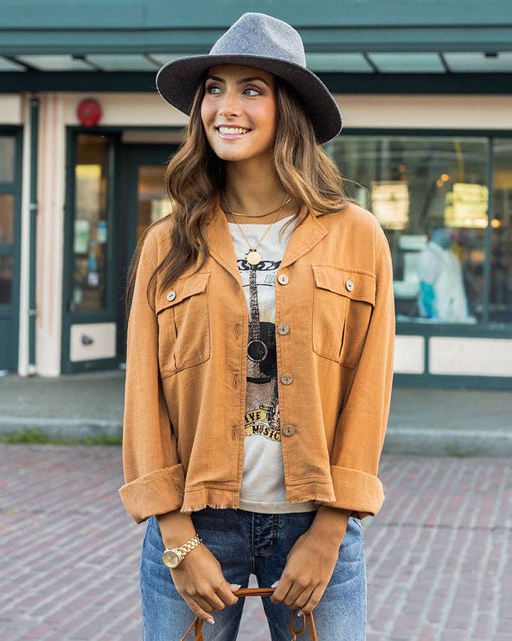 Grace and Lace - Linen Safari Jacket in Chai