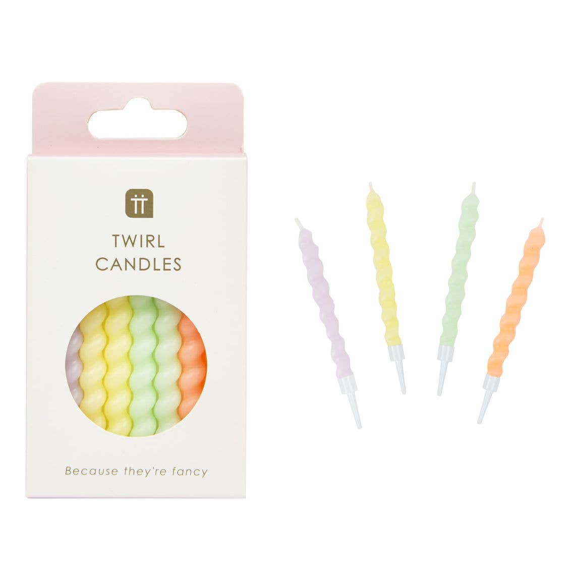 Talking Tables USA - Home, Birthday, Games & Seasonal Decor - Pastels Twirl Birthday Candles - 8 Pack | Cake Candles |