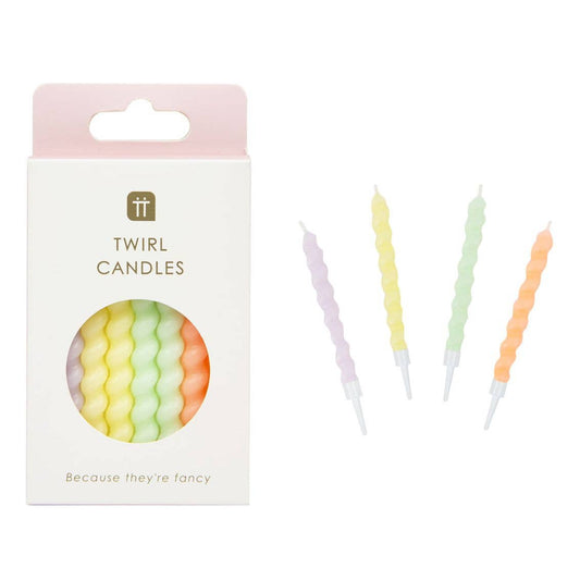 Talking Tables USA - Home, Birthday, Games & Seasonal Decor - Pastels Twirl Birthday Candles - 8 Pack | Cake Candles |
