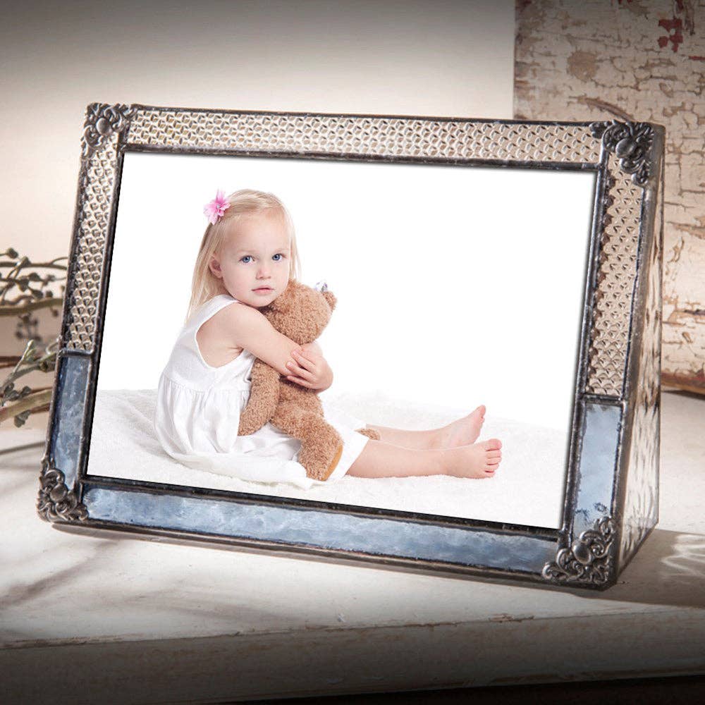 J Devlin Glass Art & Bert Anderson Collection - Pic 381 Pale Blue and Clear Honeycomb Glass Frame Series