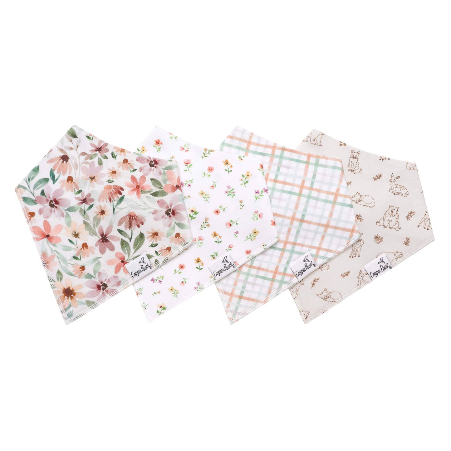 Copper Pearl - 4 Pack Baby Bandana Bibs - Natalie