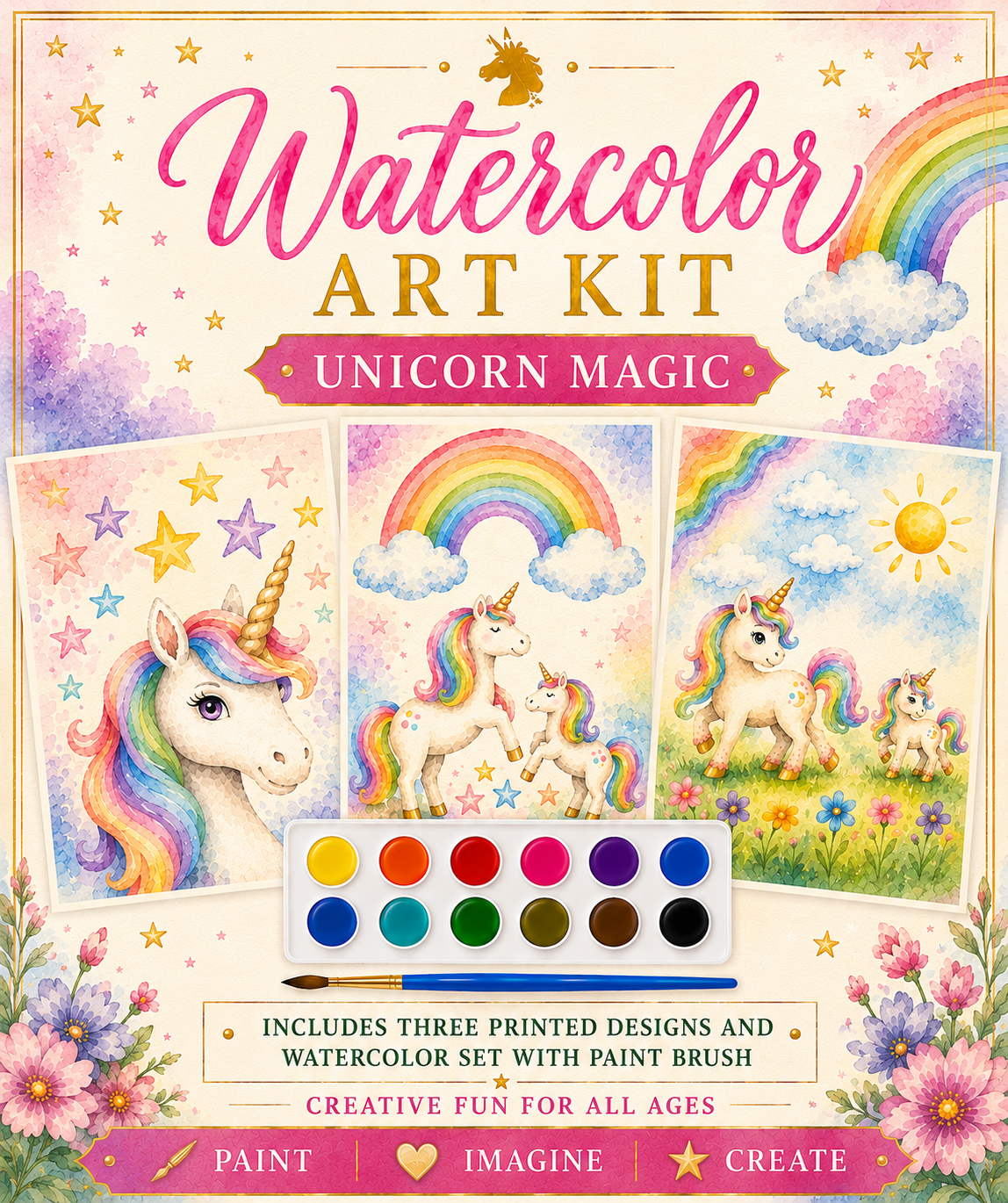 Jessie Marie Creative - Watercolor Art Kit: Unicorn Theme Designs
