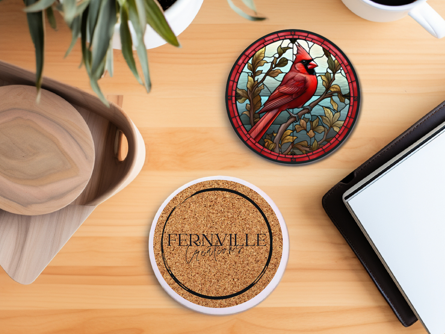 Fernville Creations - Cardinal Coaster, Bird Lover Gift, Nature Home Decor
