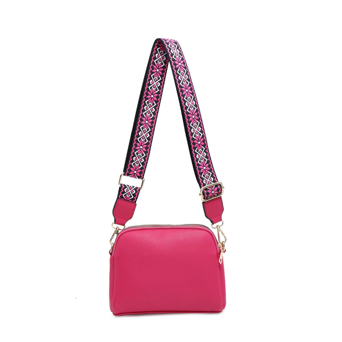 Papaya Fashion Ltd - B23002 Cross Body Handbag with double zip top sections