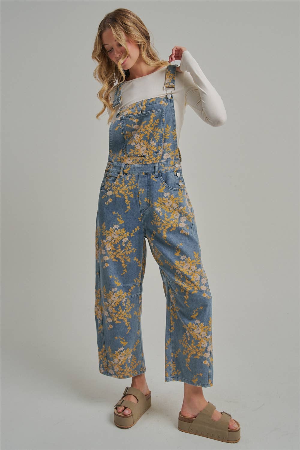 BON - FLORAL PRINT DENIM OVERALL JUMPSUIT_JLB80013-09
