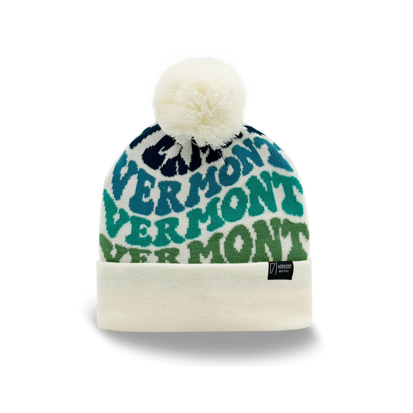 Northern Icons Creations INC - Vermont Colorful Letter Beanie Winter Knit Hat with Pom Pom for Cold Weather