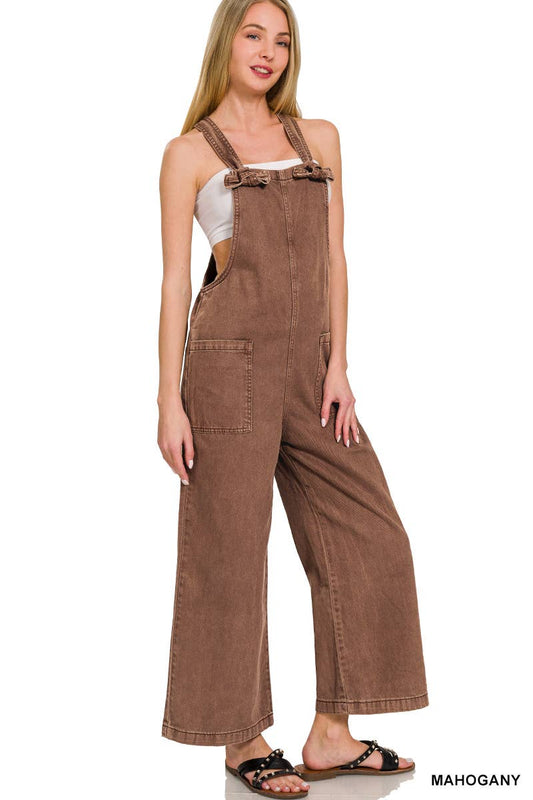 42POPS - ...SI-26348 Washed Knot Strap Pockets Jumpsuit
