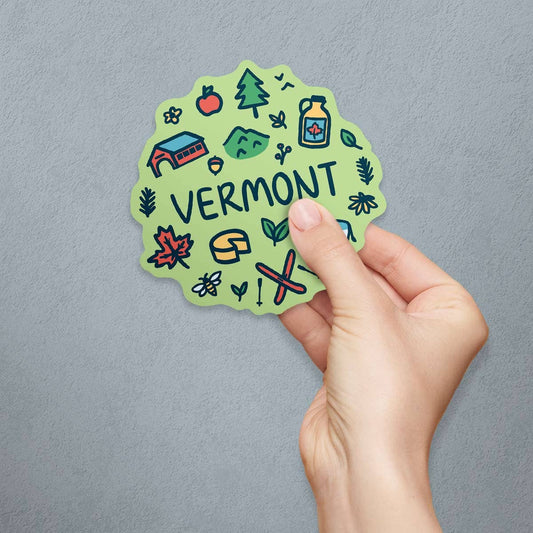 RetroPlanet - Vermont Playful Icons Souvenir Sticker Die Cut Vinyl
