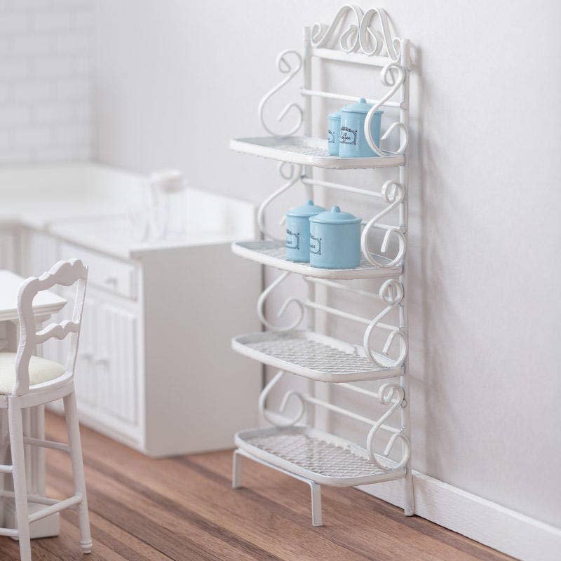 Factory Direct Craft - White Wire Miniature Bakers Rack Shelf
