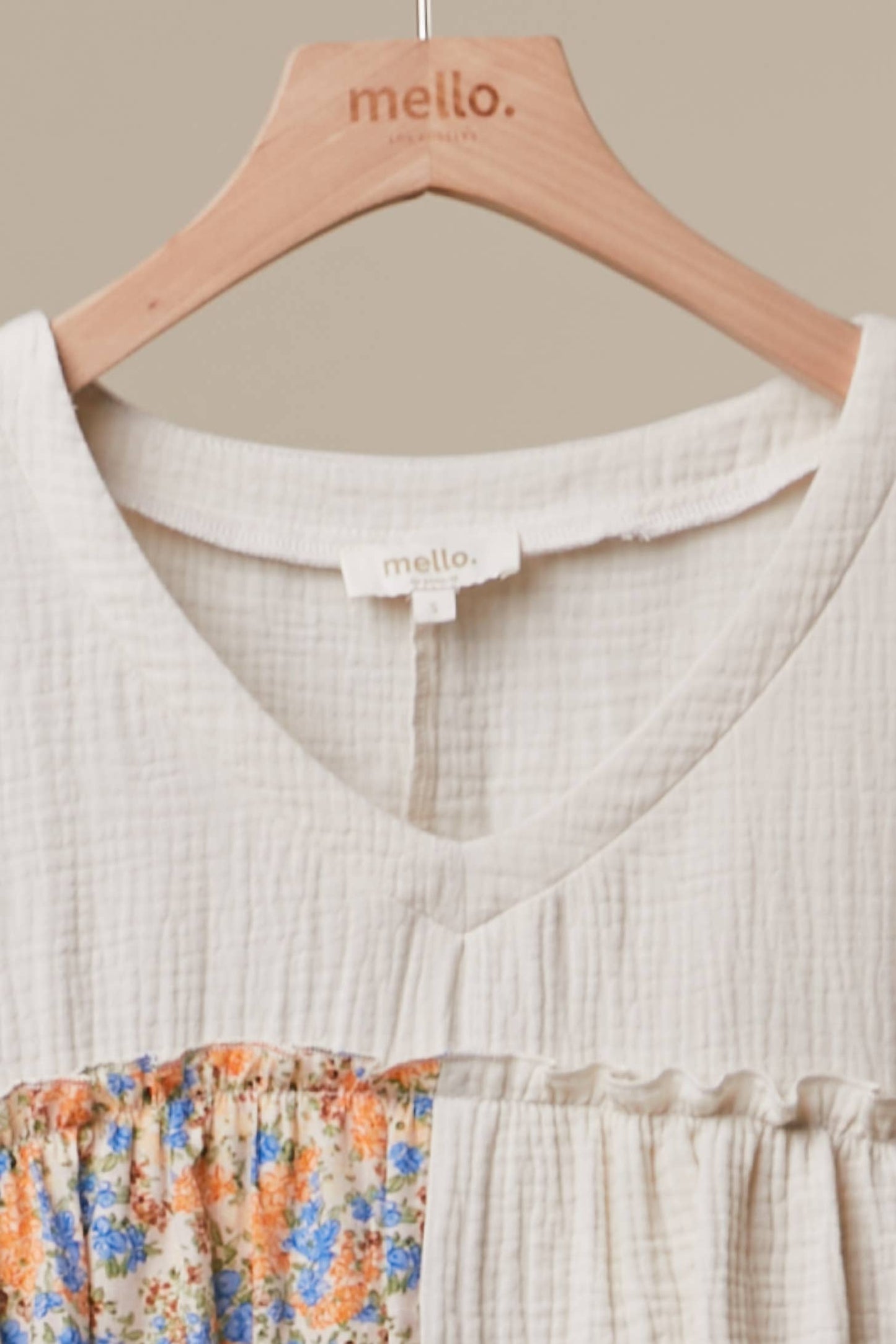 Mello. - Vintage Patchwork Ruffle Hem Top