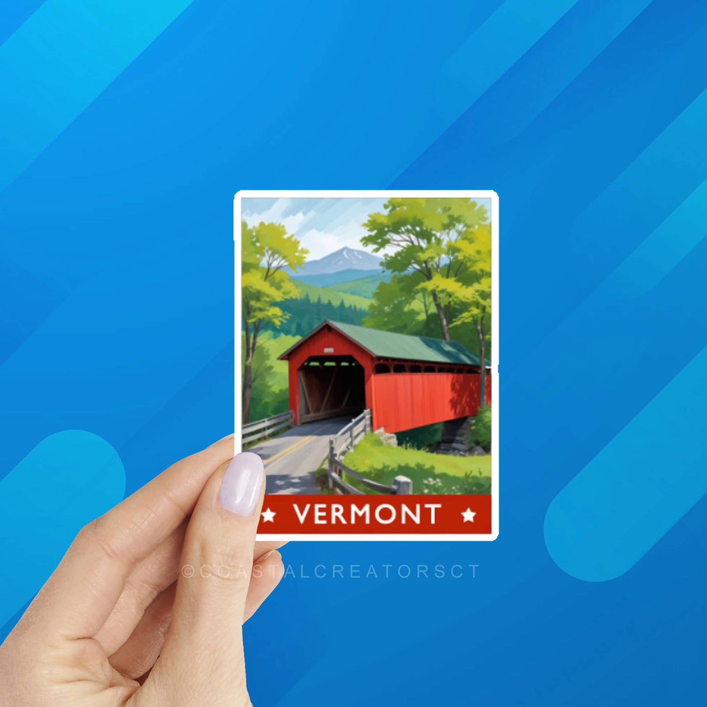 Coastal Creators of Connecticut - Vermont Covered Bridge Laptop, Kindle Water Bottle Sticker