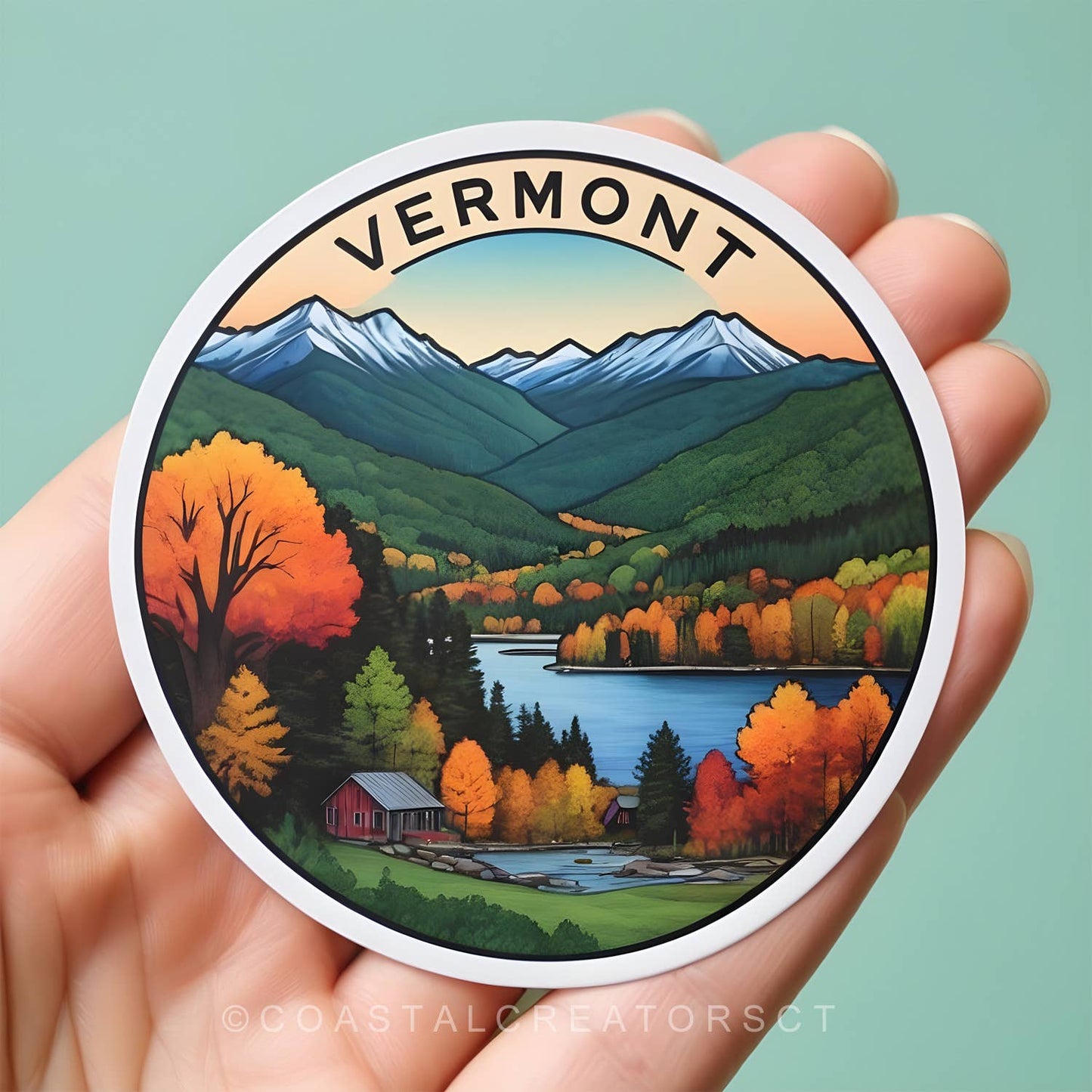 Coastal Creators of Connecticut - Fall in Vermont Laptop Water Bottle Sticker