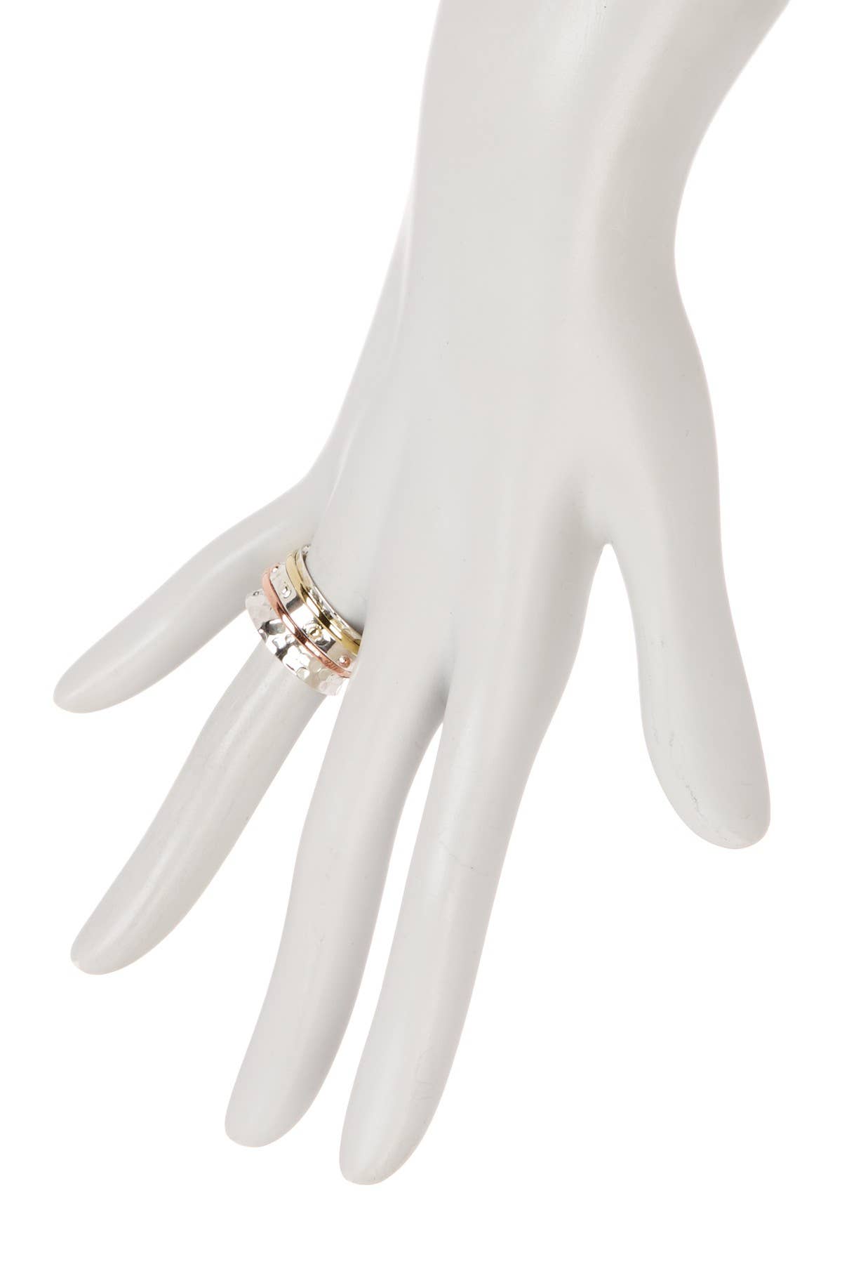 Zoey Simmons - Hammered Tri Tone Spinner Ring - SP/GP/RG