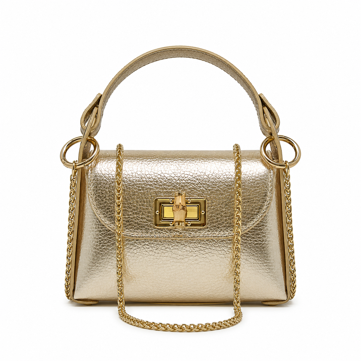 German Fuentes Handbags - GF1075 GENUINE ITALIAN LEATHER  BAMBOO CLASP, CROSSBODY BAG