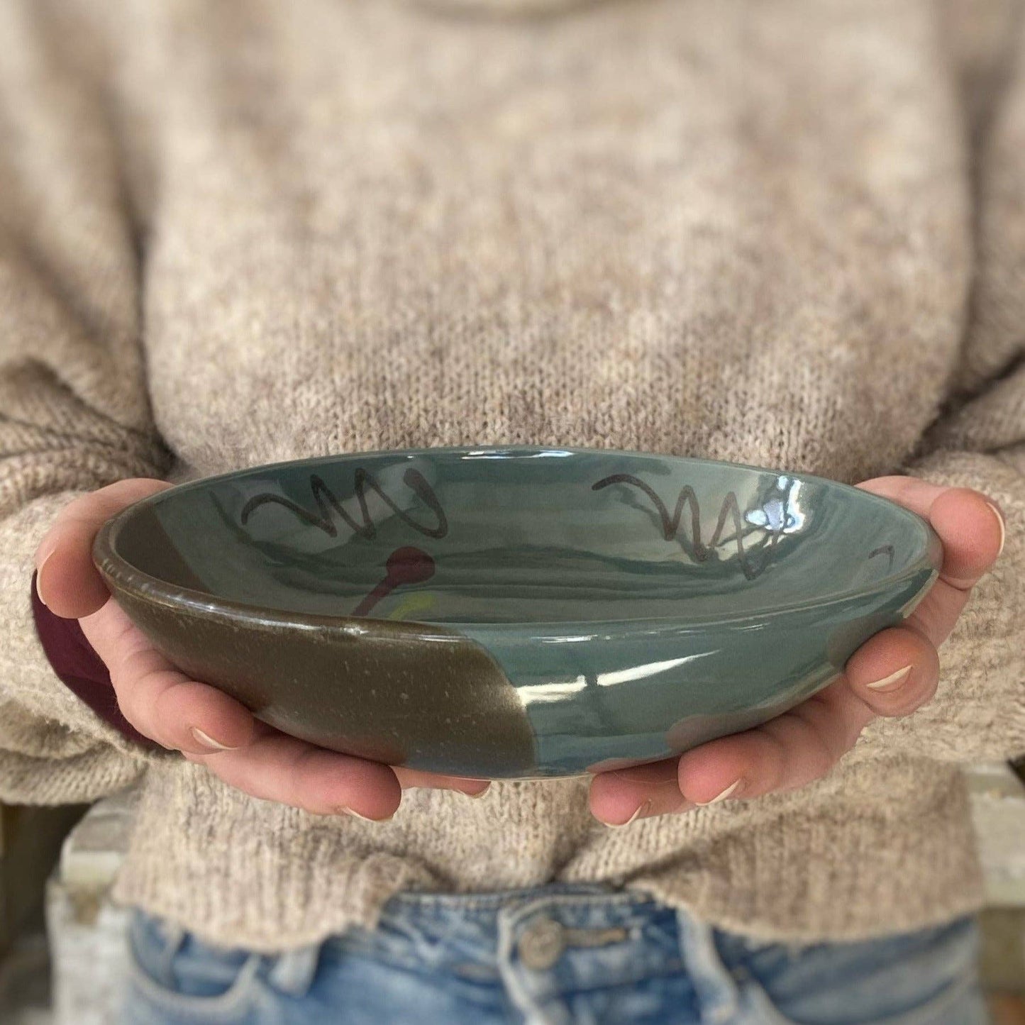 Lasser Ceramics - Green Poppy Dinner Bowl