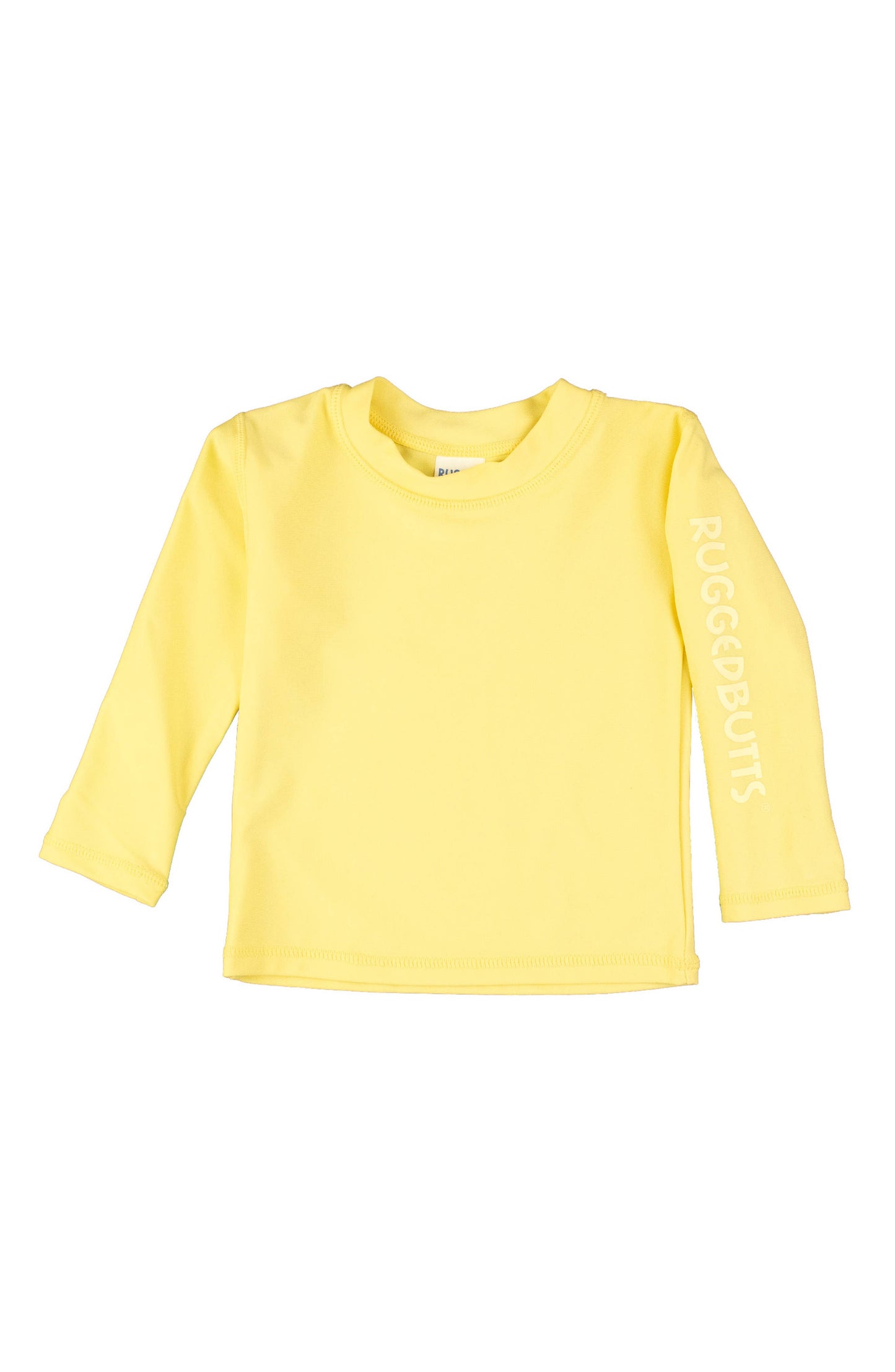RuffleButts + RuggedButts - Boys Banana Yellow Long Sleeve Logo Rash Guard