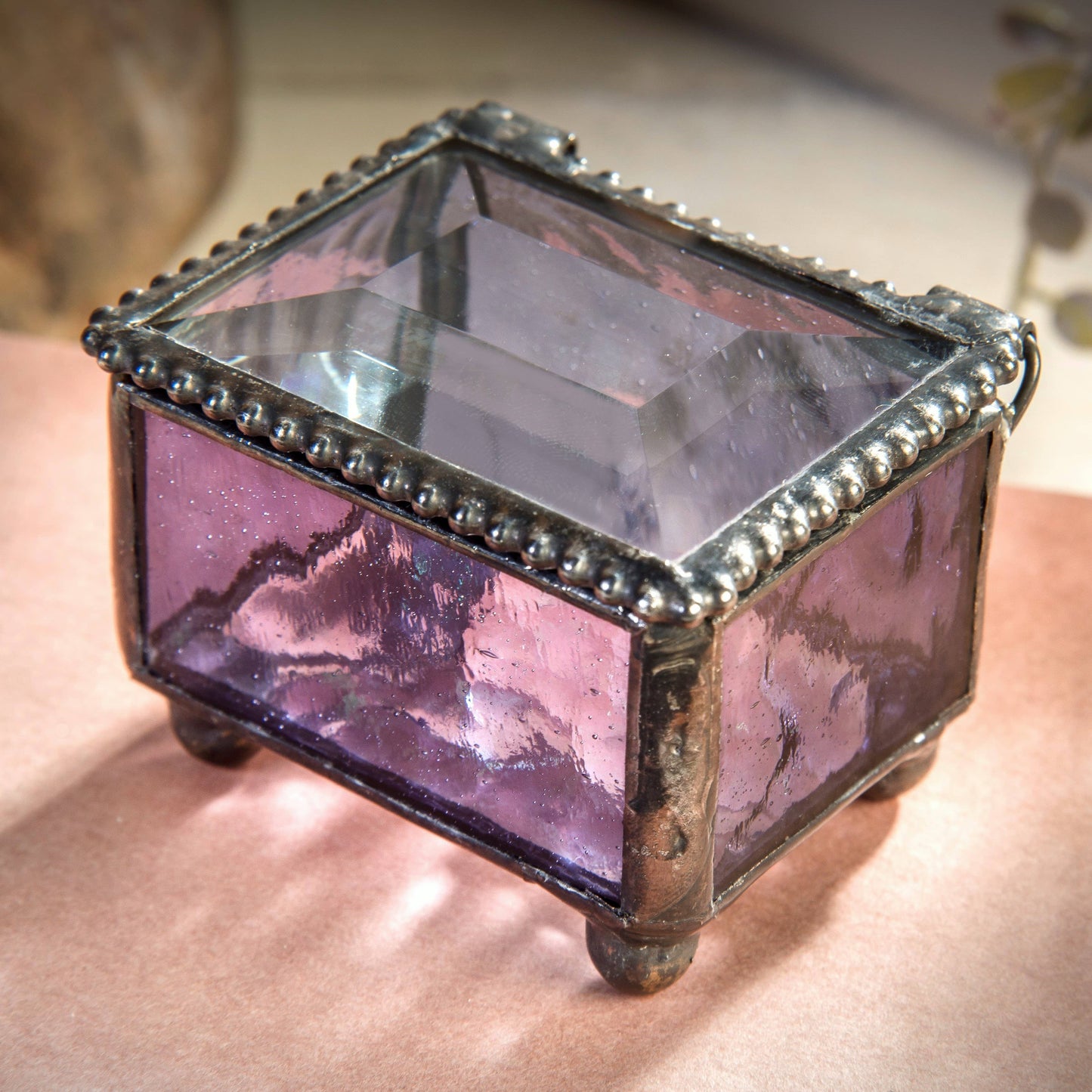 J Devlin Glass Art & Bert Anderson Collection - Small Stained Glass Ring Box J Devlin Box 325 Series