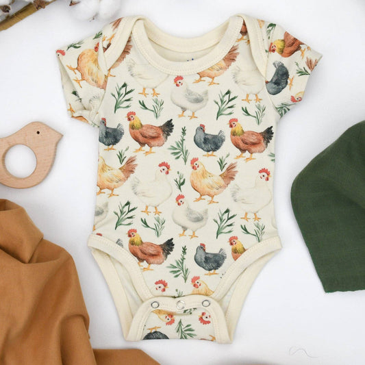 Earthy - Organic Cotton Short Sleeve Baby Bodysuit, Flax