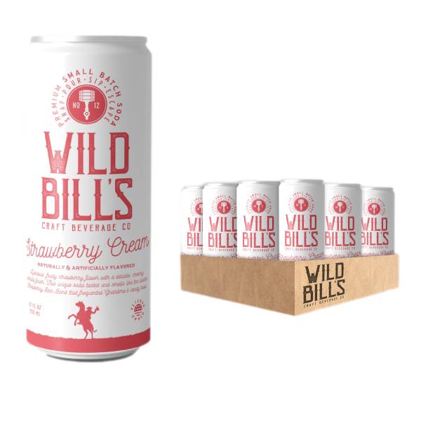 Wild Bill’s Craft Beverage Co. - Strawberry Cream  - Premium Cane Sugar Soda, 12-Pack, Cans