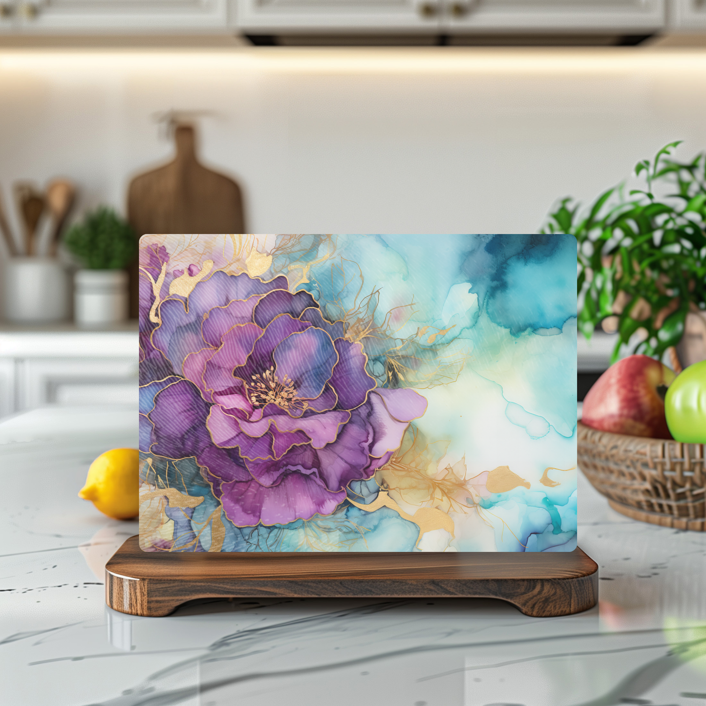 Fernville Creations - Tempered Glass Cutting Board: Alcohol Ink Charcuterie Tray