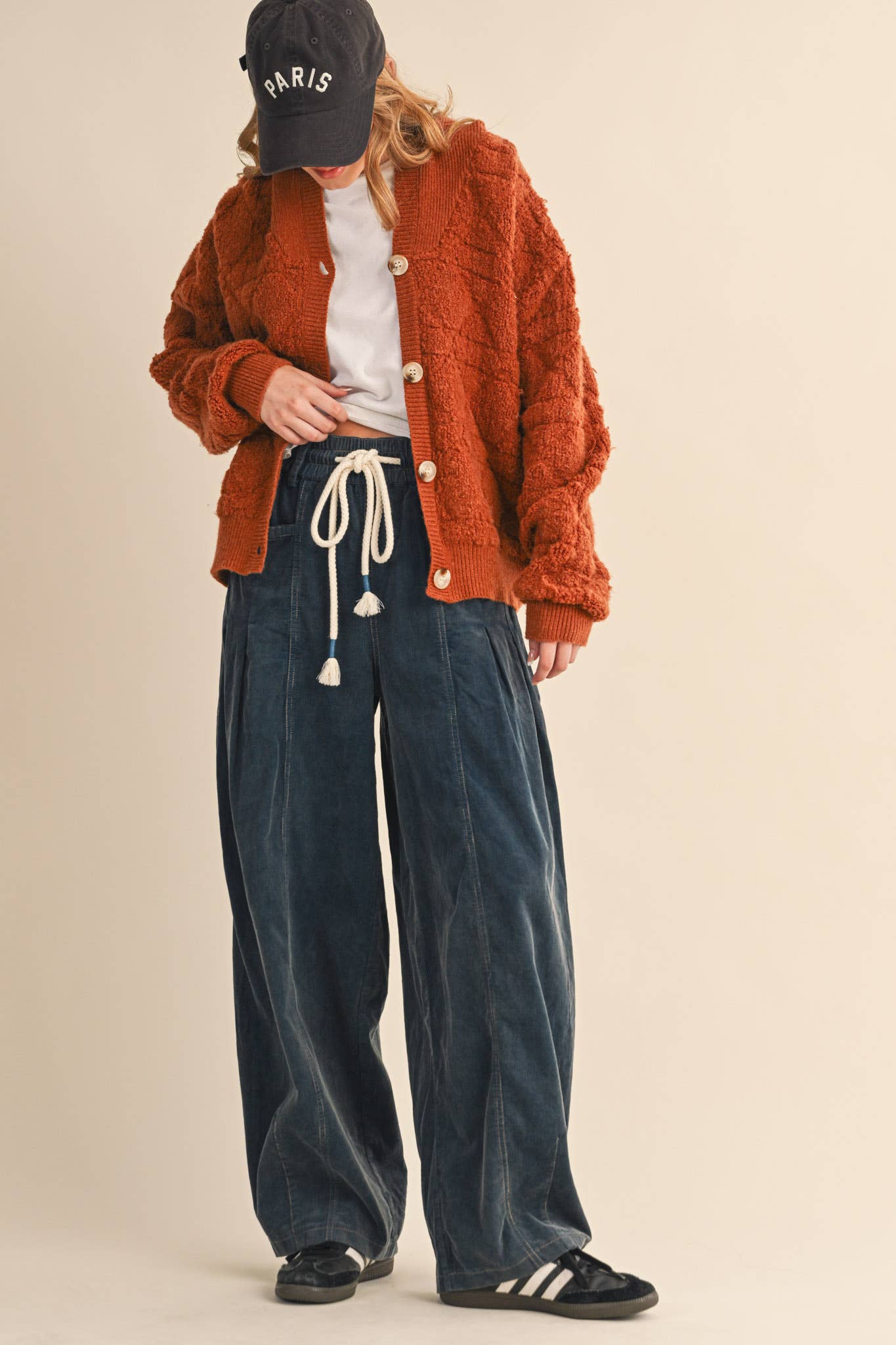 &MERCI - WASHED CORDUROY PLEATED BARREL PANTS MP4155