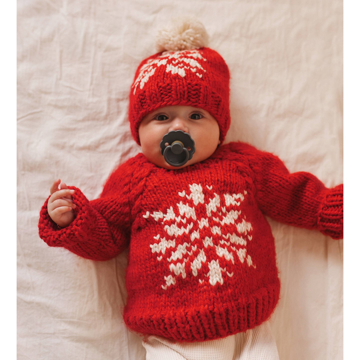 Huggalugs - Snowflake Red Crew Neck Sweater for Baby & Toddler