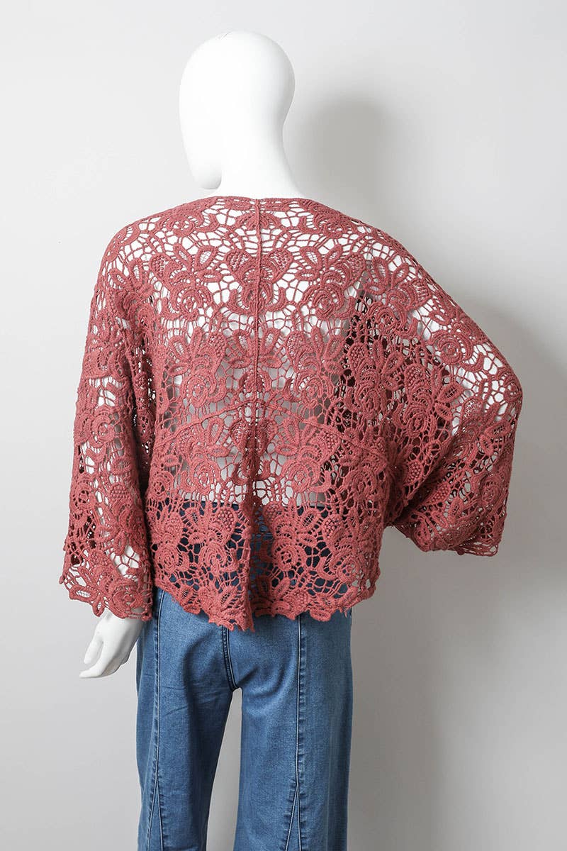 Leto Accessories - Crochet Floral Petal Kimono Wrap 🌼