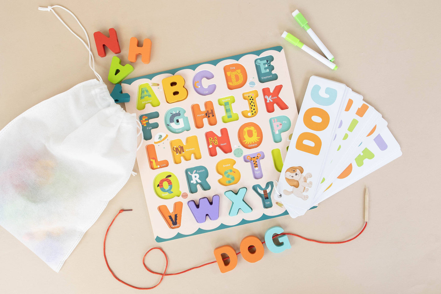 Spirit 'N Sprout - CASE ABC Puzzle with Flashcards, Tactile Alphabet Learning