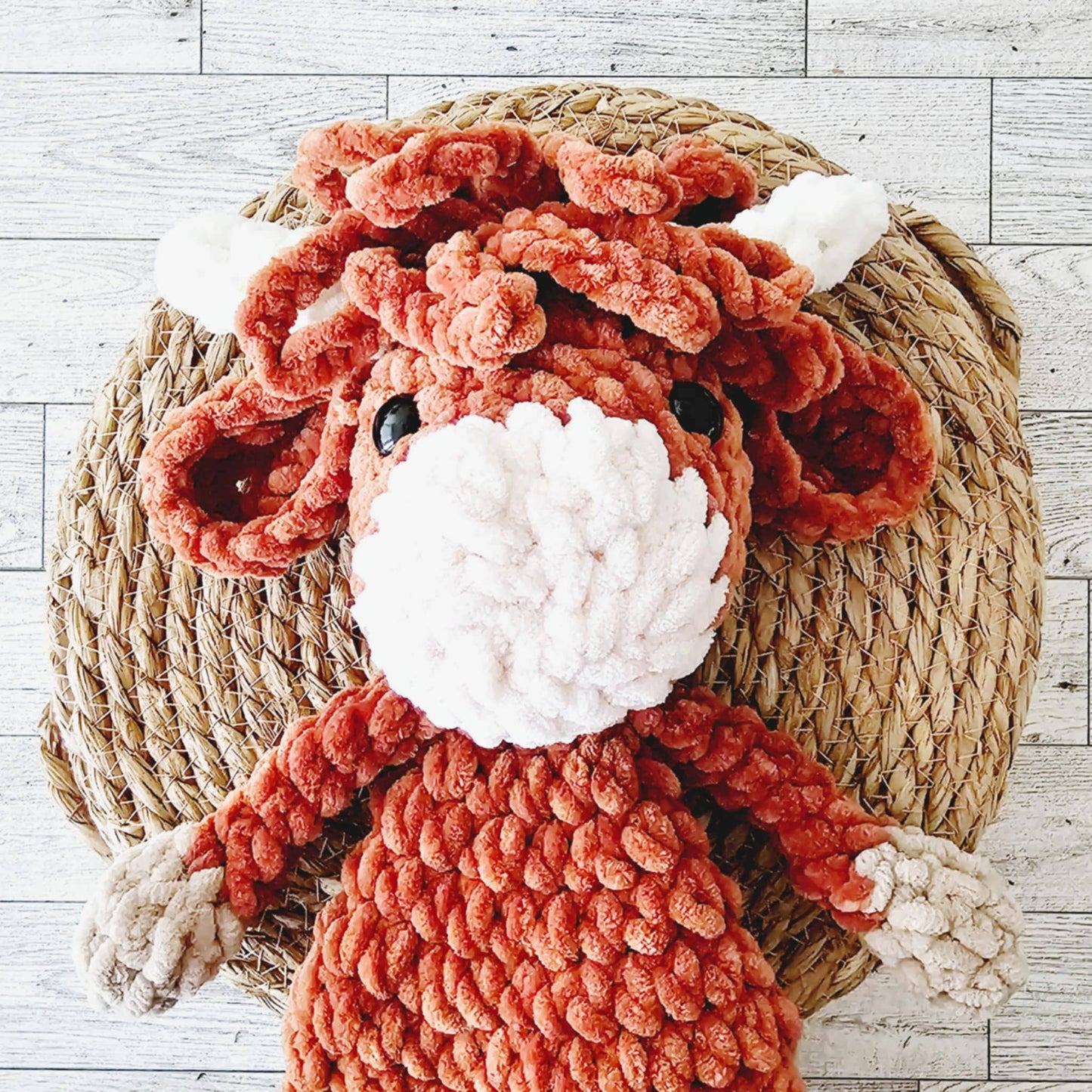 The Lumber Creek Co - Crochet Highland Cow Snuggler Lovey Infant Baby Toddler Toy
