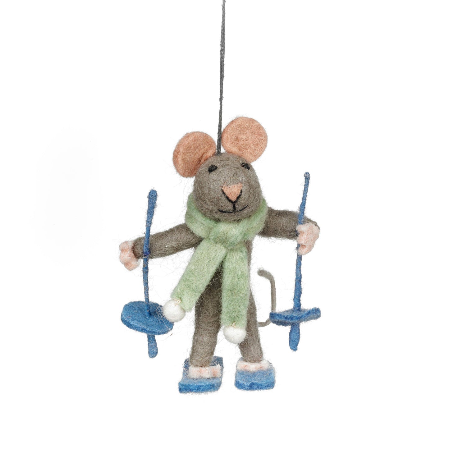 Felt So Good - Handmade Felt Sylvia the Skiing Mouse Christmas Decoration