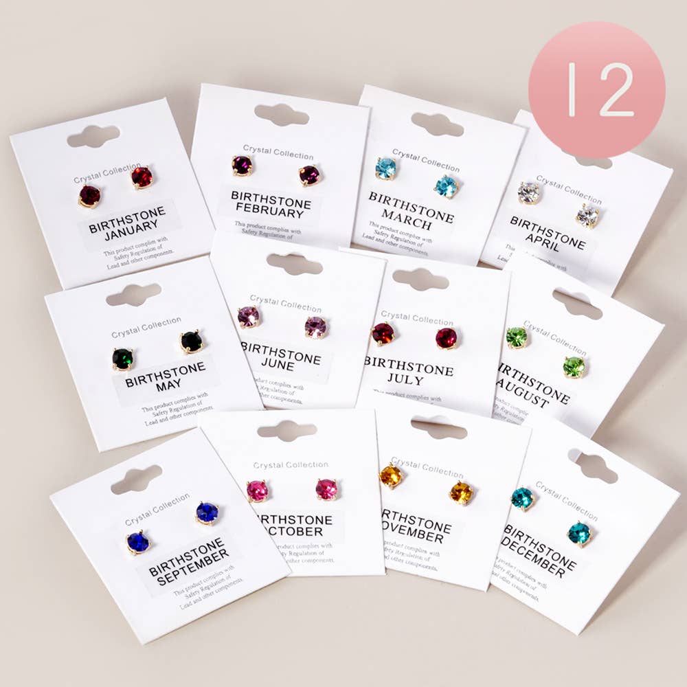 Sensibling Corp. Birthday Stone Cluster Stud Earrings