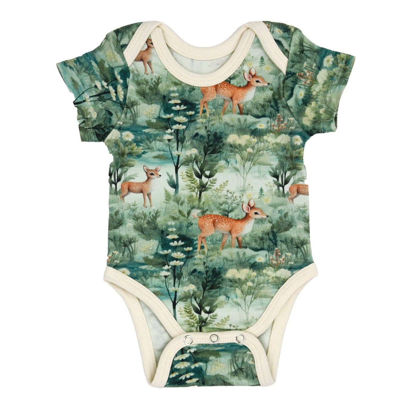 Earthy - Organic Cotton Short Sleeve Baby Bodysuit, Yew