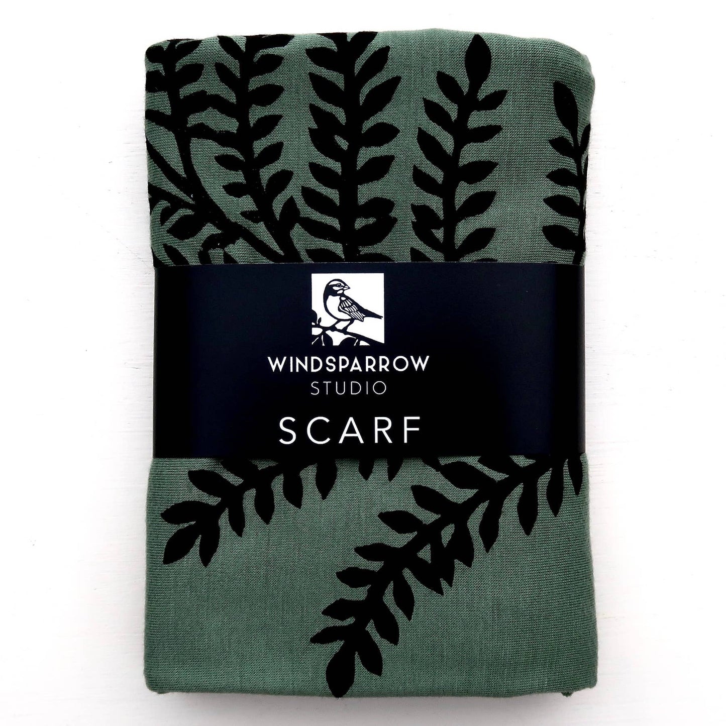 Windsparrow Studio - Scarf - Leafy Branch (black ink)