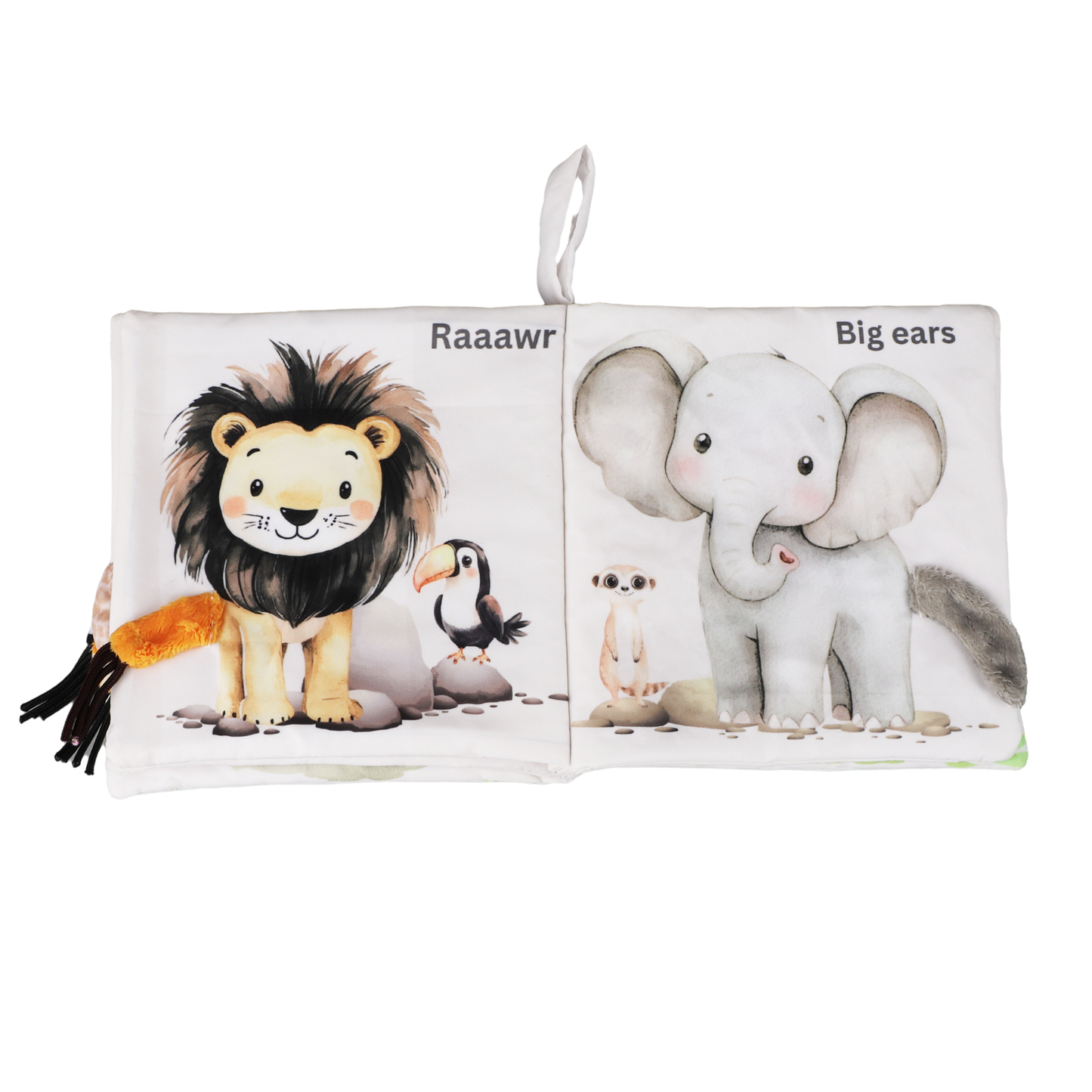 Ali+Oli - Safari Friends Tails 10-Page Soft Crinkle Cloth Baby Book