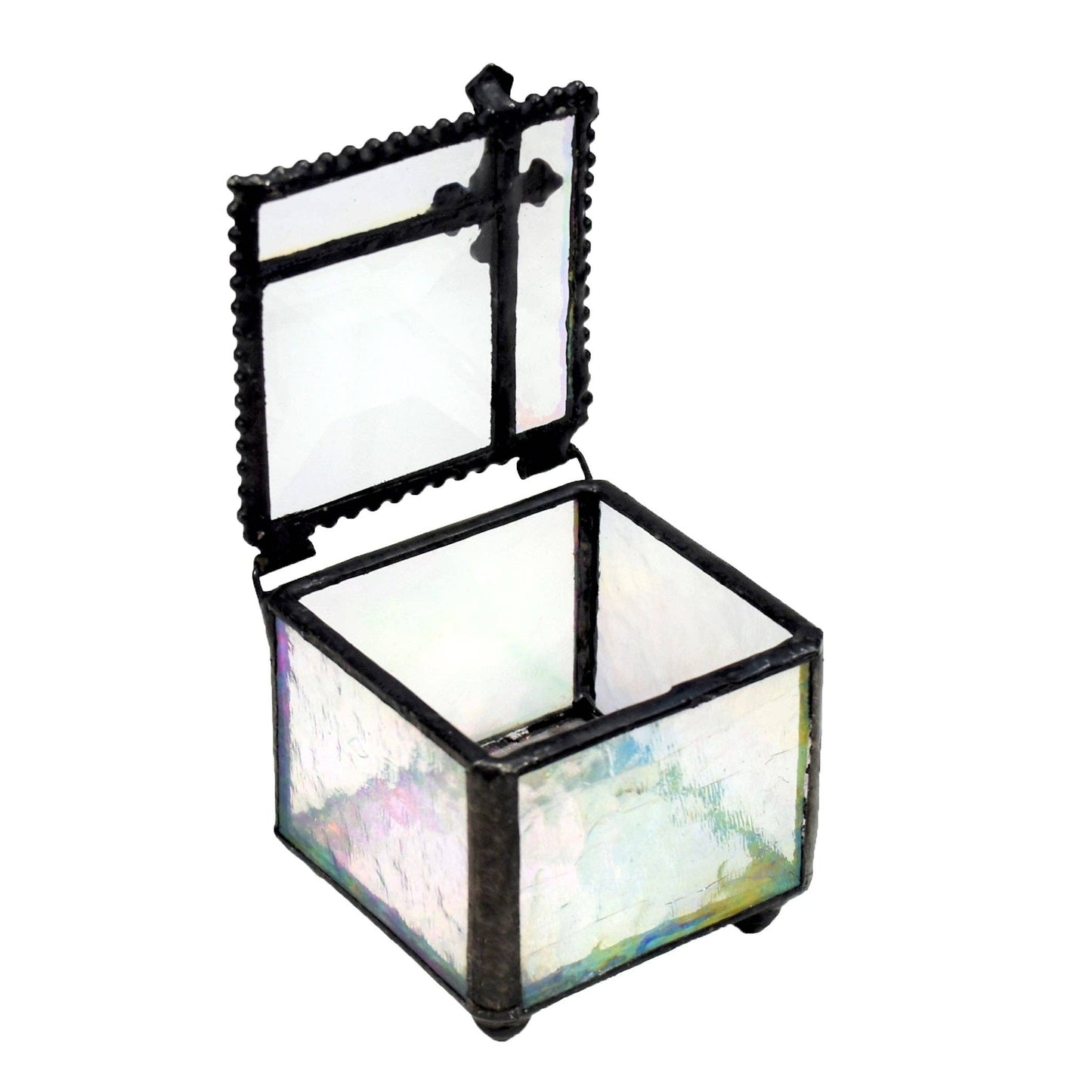 J Devlin Glass Art & Bert Anderson Collection - Iridescent Glass Box with Cross | Faith Keepsake – J Devlin